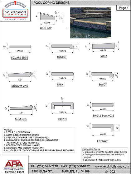 Pool and Spa Coping Profiles