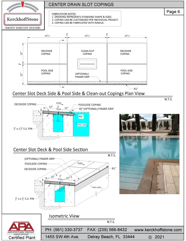 Center Drain Slot Pool Coping