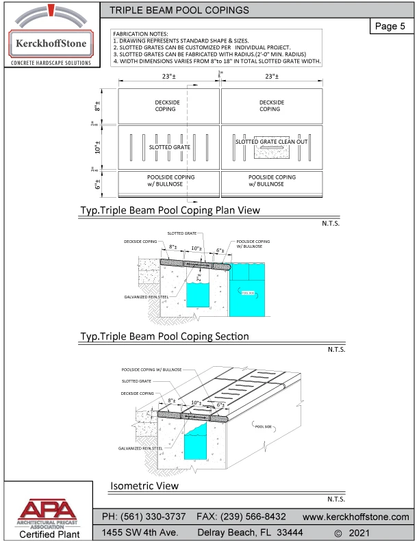 Triple Beam Pool Coping