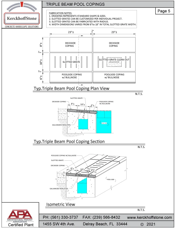 Triple Beam Pool Coping