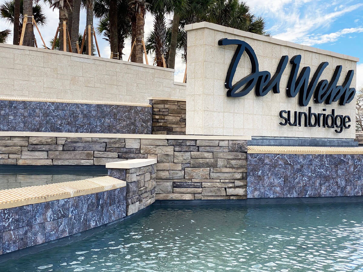 Del Webb Sunbridge Entry Water Feature and Signage