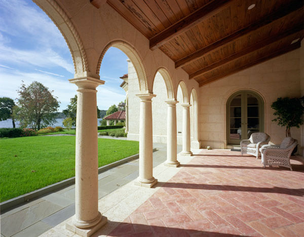 NY Residence Portico with Rope Trim Arches