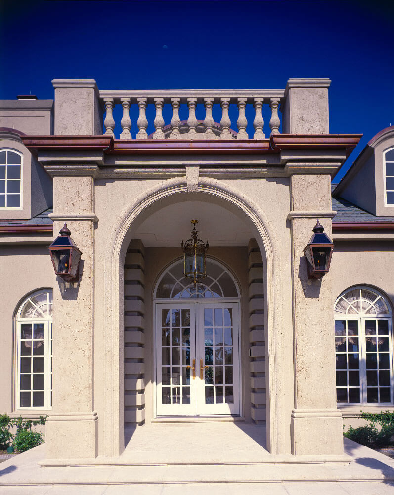 Naples Residence Pilaster Base at Front Entry