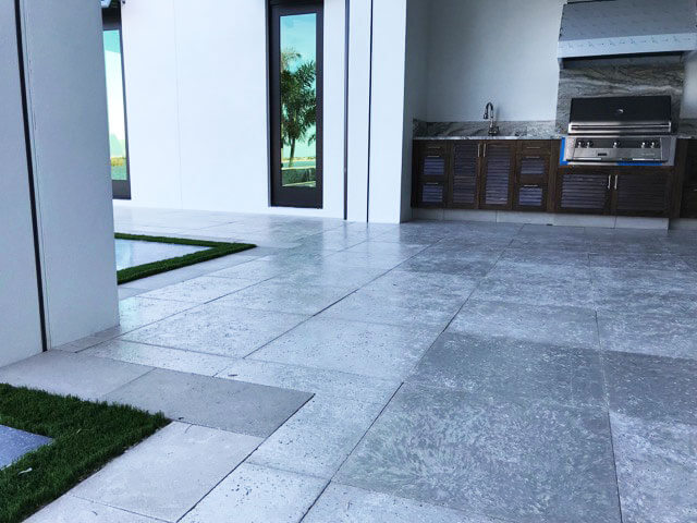 Square Pattern with Border Pavers Color 5 Points Grey with Sealer