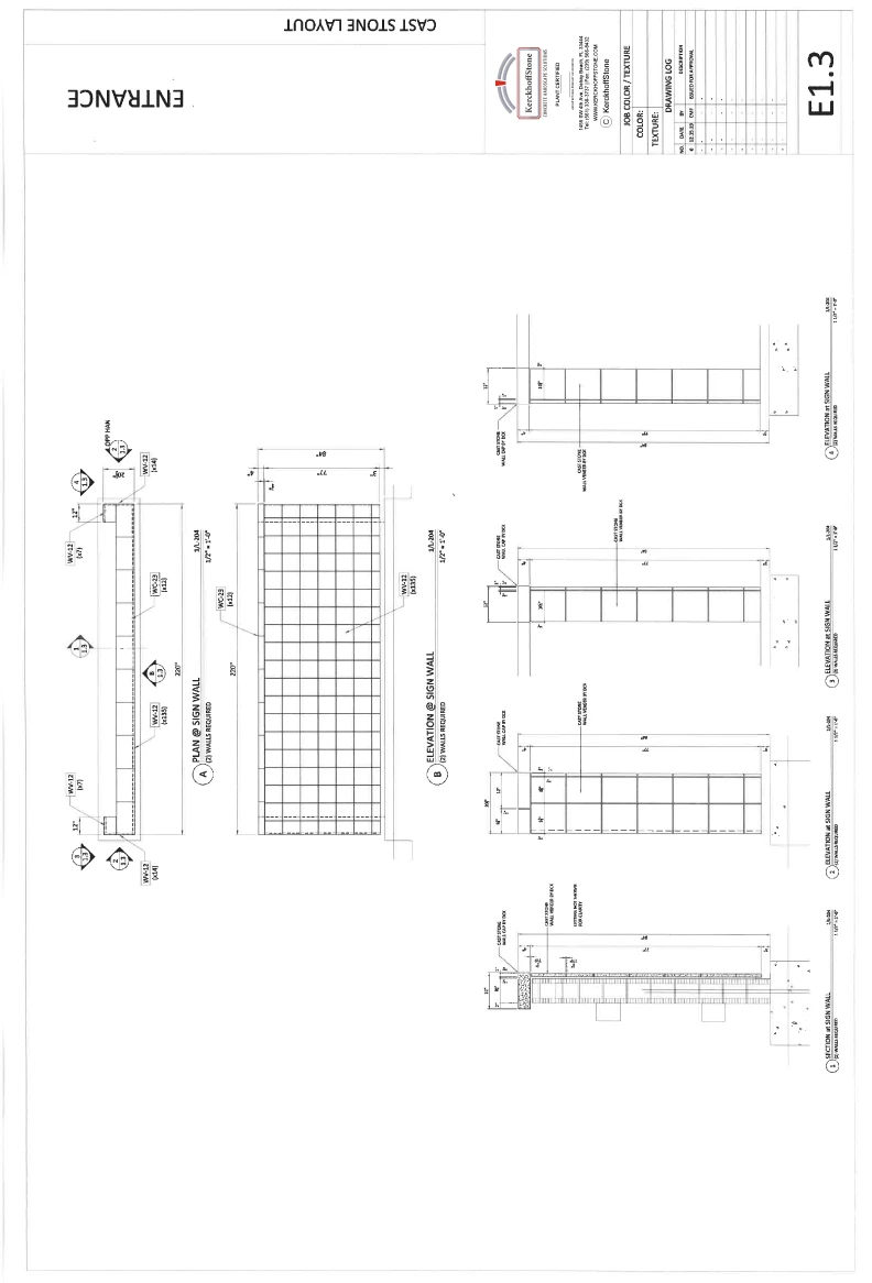 Wall Veneer Stack Bond for Entry Sign