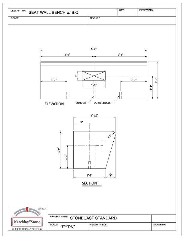 Artis Seat Wall Bench w B.O.