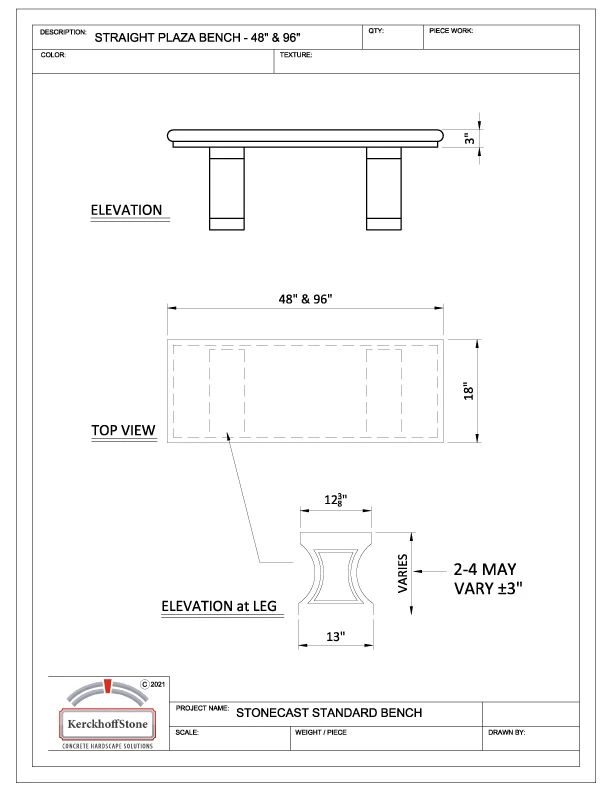Straight Plaza Bench