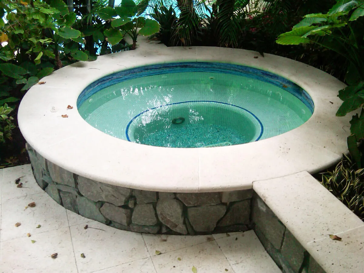 Naples Residence Spa Coping and Pavers White Acid Wash