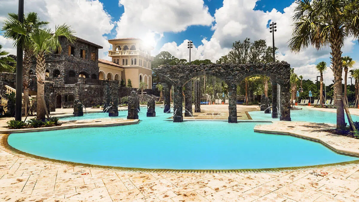Four Seasons Orlando Splash Pool and Zero Entry Grating with Old World Pavers