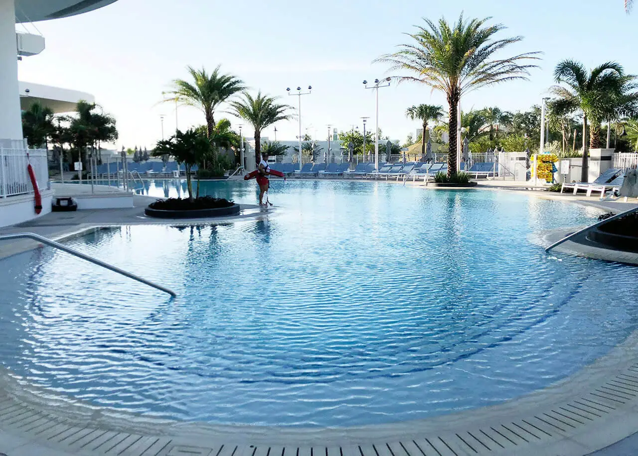 Universal Studios Aventura Pool Coping and Grating Color Champion Acid Wash Finish