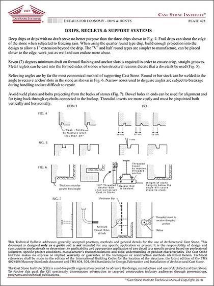 Cast Stone Drips and Reglets