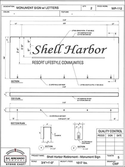 Entry Sign Panel with Incised Lettering