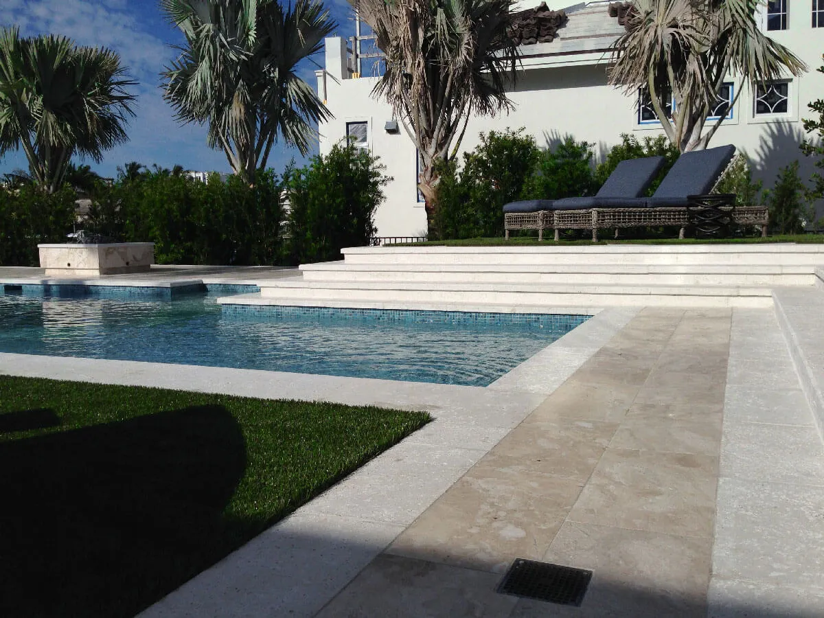 Linear Border Pavers and Treads in White Light Texture