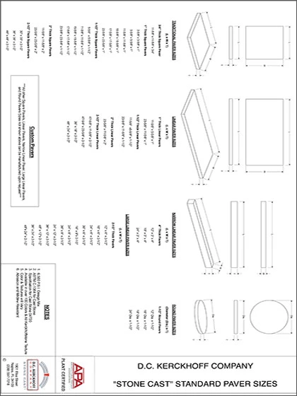 Stone Cast Standard Paver Sizes
