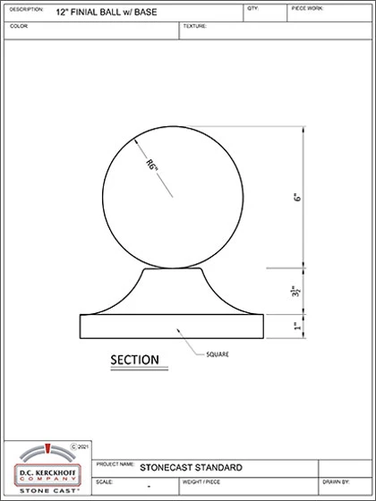 12 In Finial Ball w Base