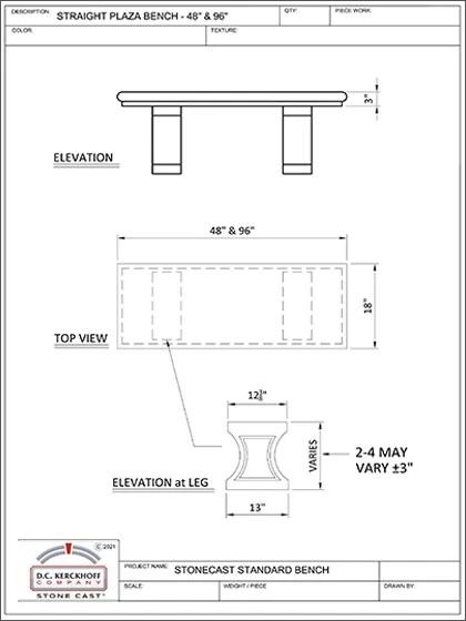 Straight Plaza Bench