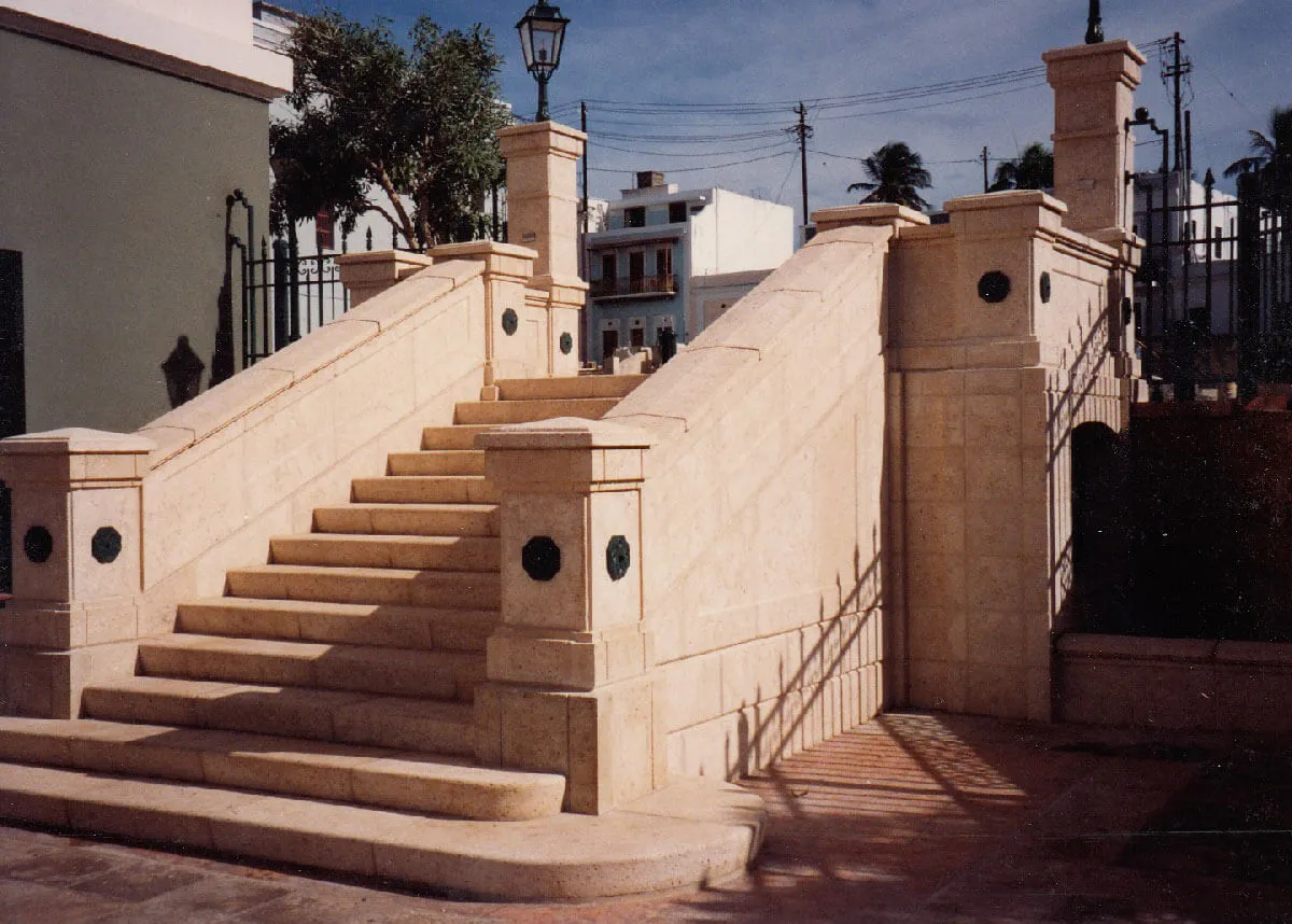Old San Juan Wall Coping at Stairs