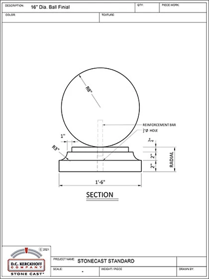 6 In Finial Ball w Base