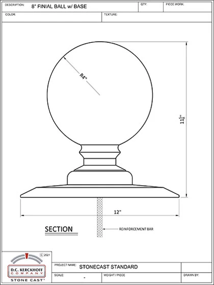 8 In Finial Ball w Base