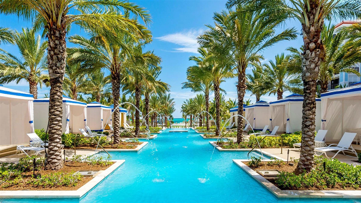 Baha Mar Hyatt Pool Coping Square Edge Acid Wash