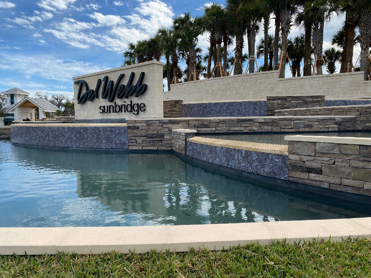 Del Webb Sunbridge Entry wall coping Color Rico