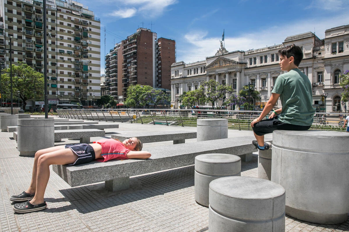 Slab Benches and Button Seating